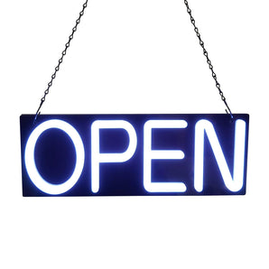 VZORA OP-50 Neon Open Sign, Open Neon Sign, Open LED Sign 20x 7 inch, Ultra-Light White with Hanging Chain, Direct Plug-In 12V Power Adapter for Small Business Retail Shop Store Restaurant Bar