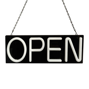 VZORA OP-50 Neon Open Sign, Open Neon Sign, Open LED Sign 20x 7 inch, Ultra-Light White with Hanging Chain, Direct Plug-In 12V Power Adapter for Small Business Retail Shop Store Restaurant Bar