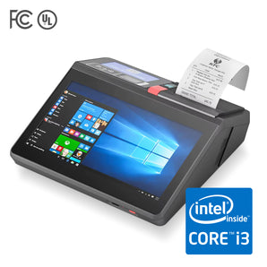 VZORA SG116 Intel Core i3-1125G4 Mini All-in-One POS Terminal, 11.6" 16:9 Capacitive Touch Screen, Built-in Thermal Receipt Printer, 2D Scanner, RJ11/RJ12 Port for Cash Drawer, 5 x USB & 1 x COM, for Supermarket, Grocery, Retail Shop, Restaurant, F&B